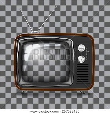Empty Retro Tv Frame With Reflection And Transparency Screen Isolated.