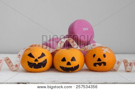 Halloween Festical With Fitness, Exercise, Working Out, Weight And Dieting, Healthy Lifestyle Backgr