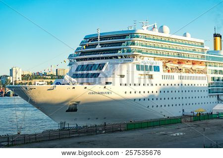 Vladivostok, Russia - September 9, 2018: Cruise Ship Costa Neoromantica For The Background Of The Se