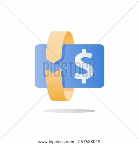 Currency Exchange, Investment Return, Money Transfer, Financial Capital, Refund Concept, Circle Arro
