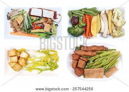 Isolated Of Chinese Vegetable Festival As Mixed Vegetables With Tofu,fried  Mixed Vegetables,  Mixed