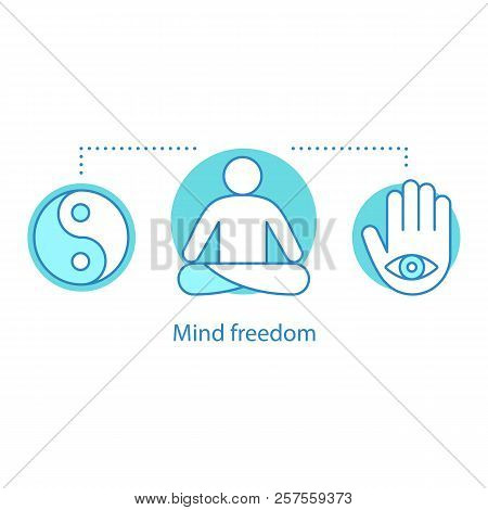 Mind Freedom Concept Icon. Yoga Idea Thin Line Illustration. Meditation. Wellness. Vector Isolated O