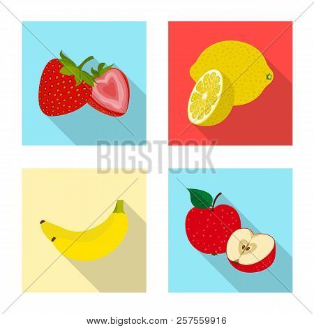 Vector Design Of Vegetable And Fruit Icon. Set Of Vegetable And Vegetarian Vector Icon For Stock.