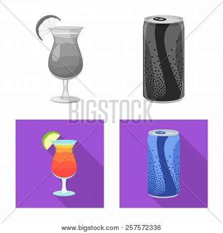 Vector Design Of Drink And Bar Sign. Set Of Drink And Party Stock Vector Illustration.