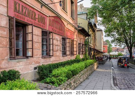 Krakow, Poland - August 18:  The Old Jewish Quarter Called Kazimierz On August, 18, 2018 In Krakow