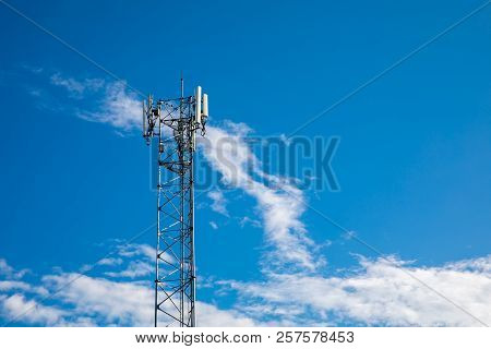 Surin, Thailand - September 09, 2018:cell Phone Tower With Blue Sky Background
