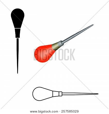 Handle Scratch Awl. Marking Tool. 3d And Flat Vector