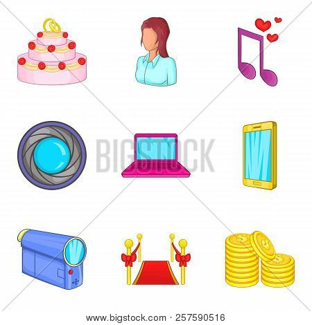 Paramour Icons Set. Cartoon Set Of 9 Paramour Icons For Web Isolated On White Background