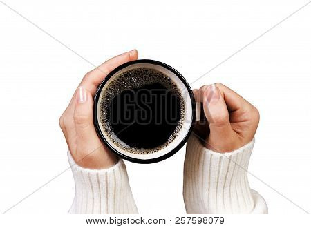 Women Hands With Coffee Isolated On White Background.