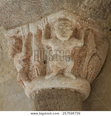 Gourdon, France - August 3, 2018: Capital Of The Romanesque Church In Gourdon, Saone-et-loire, Franc