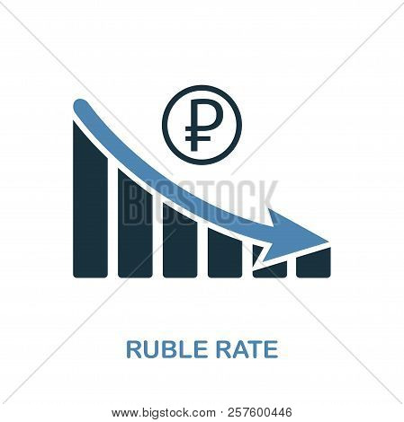 Ruble Rate Decrease Graphic Icon. Monochrome Style Design From Diagram Icon Collection. Ui. Pixel Pe