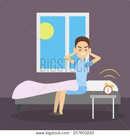 Angry Man Waking Up In A Bad Mood