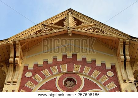 Fragment Of Building Of The Railway Station Dudergof, The Outskirts Of St. Petersburg, Russia.