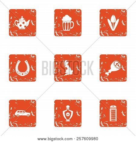 Convivial Icons Set. Grunge Set Of 9 Convivial Icons For Web Isolated On White Background