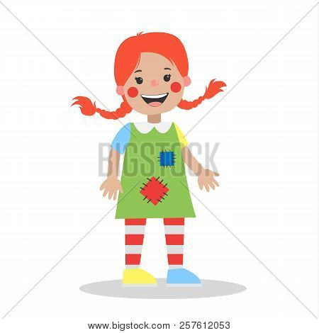 Cute Ginger Girl In Bright Halloween Costume.