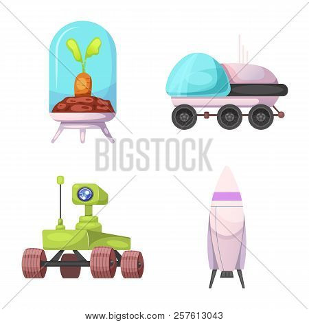 Vector Design Of Mars And Space Icon. Collection Of Mars And Planet Stock Symbol For Web.