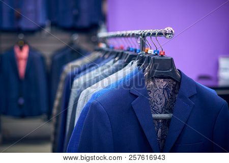 Men's Jackets On Hangers In The Men's Store