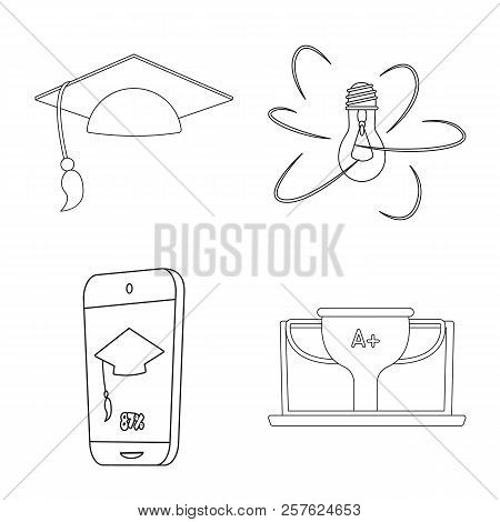 Vector Illustration Of Education And Learning Sign. Set Of Education And School Vector Icon For Stoc