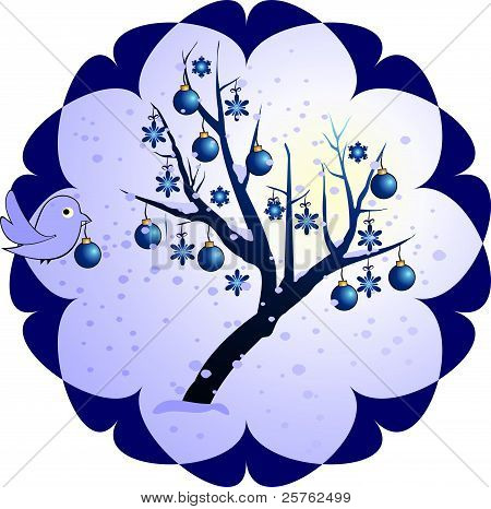 winter boom met blue bird