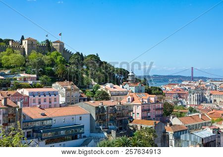 Lisbon, Portugal, Panoramic View On The City Fro The Da Graca Belvedere