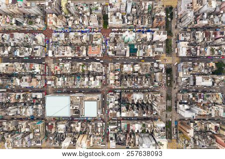 Sham Shui Po, Hong Kong 28 August 2018:-Top down of Hong kong builidng block