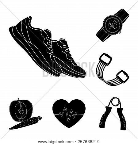 Gym And Training Black Icons In Set Collection For Design. Gym And Equipment Vector Symbol Stock Web