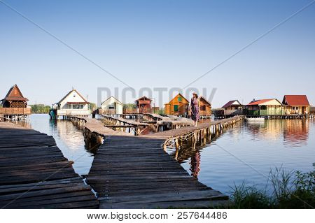 floating village on lake Bokod, Hungary
