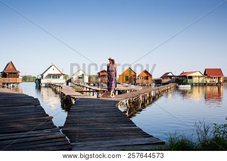 floating village on lake Bokod, Hungary