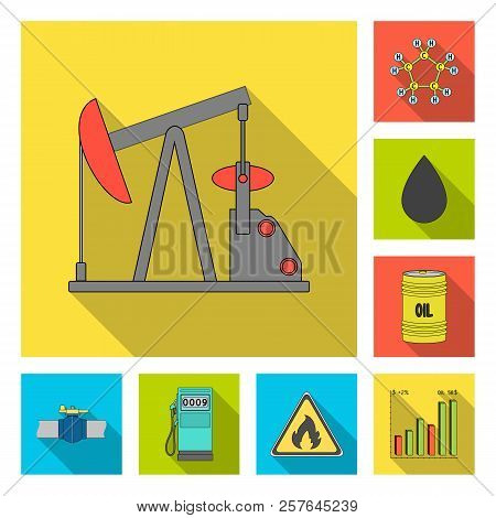 Oil Industry Flat Icons In Set Collection For Design. Equipment And Oil Production Vector Symbol Sto