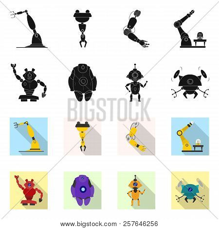 Vector Design Of Robot And Factory Sign. Set Of Robot And Space Stock Vector Illustration.
