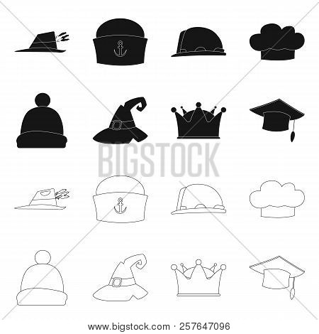 Vector Illustration Of Headgear And Cap Logo. Set Of Headgear And Accessory Stock Vector Illustratio