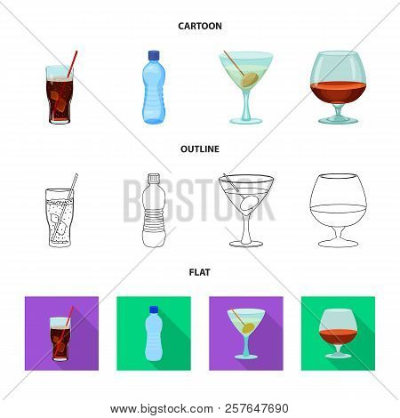Vector Illustration Of Drink And Bar Logo. Collection Of Drink And Party Vector Icon For Stock.