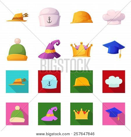 Isolated Object Of Headgear And Cap Icon. Set Of Headgear And Accessory Stock Vector Illustration.