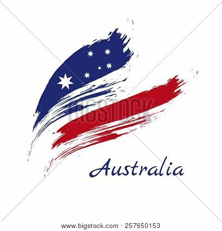 Brush Painted Australia Flag. Hand Drawn Style Vector Illustration