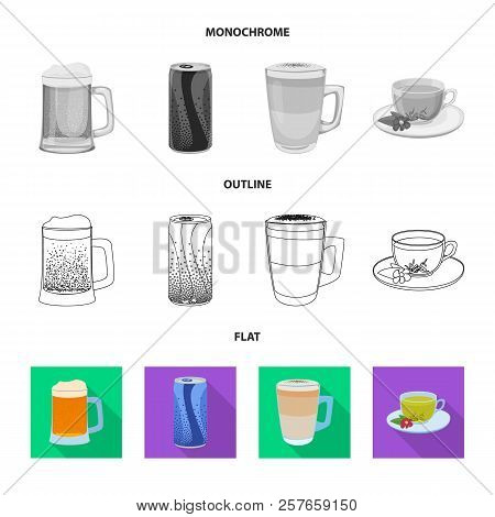 Vector Illustration Of Drink And Bar Symbol. Set Of Drink And Party Vector Icon For Stock.