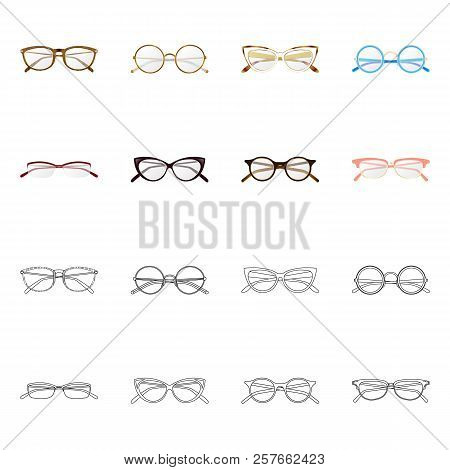 Vector Design Of Glasses And Frame Symbol. Collection Of Glasses And Accessory Stock Vector Illustra