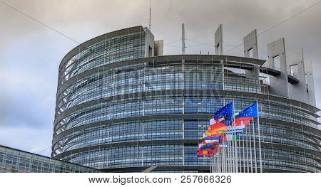 Architectural Detail Of The Louise-weiss Building Seat Of The Parliament Of The European Union