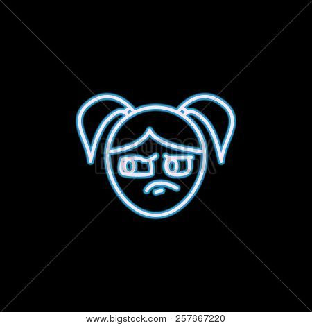 Jealous Girl Face Icon In Neon Style. One Of Emotions Collection Icon Can Be Used For Ui, Ux
