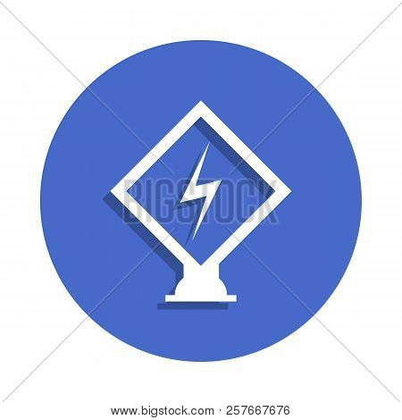 High Voltage Sign Icon In Badge Style. One Of Electro Collection Icon Can Be Used For Ui, Ux