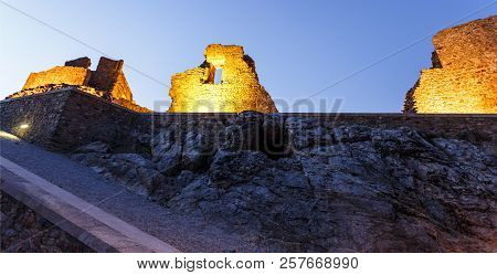 View At Twilight Of The Ruined Palace Of Christopher Moura (cristovao De Moura) In The Historic Vill