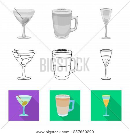Vector Design Of Drink And Bar Logo. Collection Of Drink And Party Stock Vector Illustration.