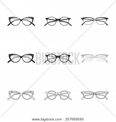 Vector Design Of Glasses And Frame Icon. Set Of Glasses And Accessory Stock Vector Illustration.