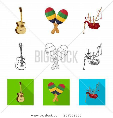 Isolated Object Of Music And Tune Logo. Set Of Music And Tool Vector Icon For Stock.