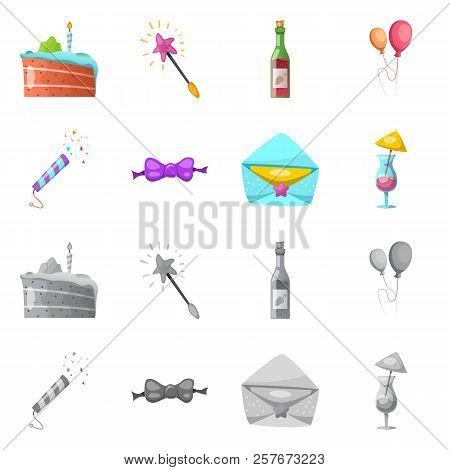 Isolated Object Of Party And Birthday Icon. Set Of Party And Celebration Vector Icon For Stock.