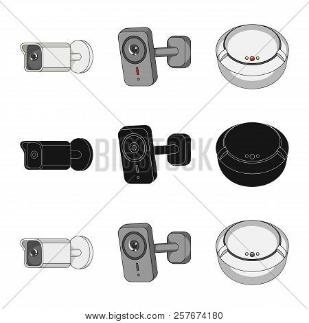 Isolated Object Of Cctv And Camera Symbol. Set Of Cctv And System Stock Vector Illustration.