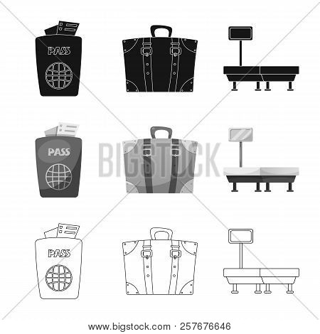Vector Illustration Of Airport And Airplane Icon. Set Of Airport And Plane Vector Icon For Stock.