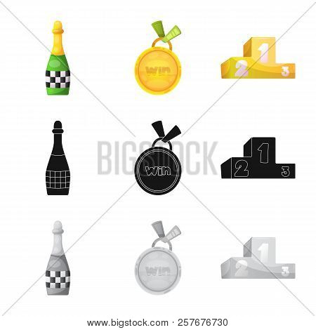 Isolated Object Of Car And Rally Logo. Set Of Car And Race Vector Icon For Stock.