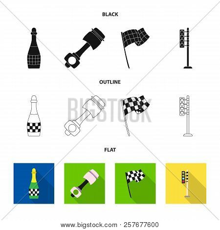 Isolated Object Of Car And Rally Sign. Set Of Car And Race Stock Vector Illustration.