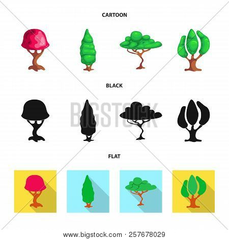 Vector Illustration Of Tree And Nature Icon. Collection Of Tree And Crown Stock Vector Illustration.
