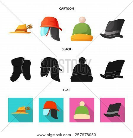 Isolated Object Of Headgear And Cap Logo. Collection Of Headgear And Accessory Stock Vector Illustra